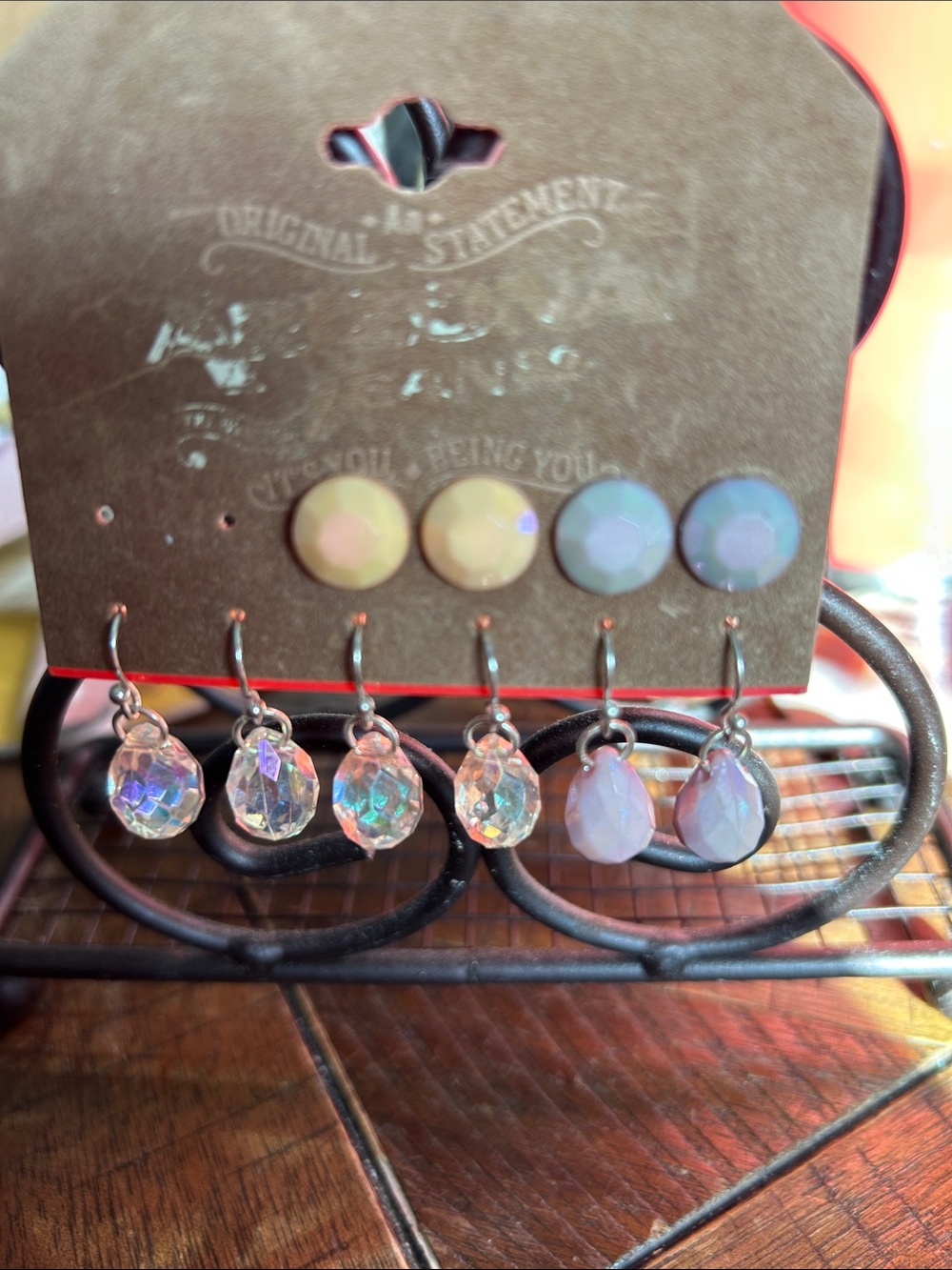 Arizona Jean Company Iridescent Clear and Lavender Drop Earring Set